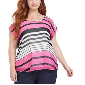 Torrid (2) Chiffon Striped Blouse
